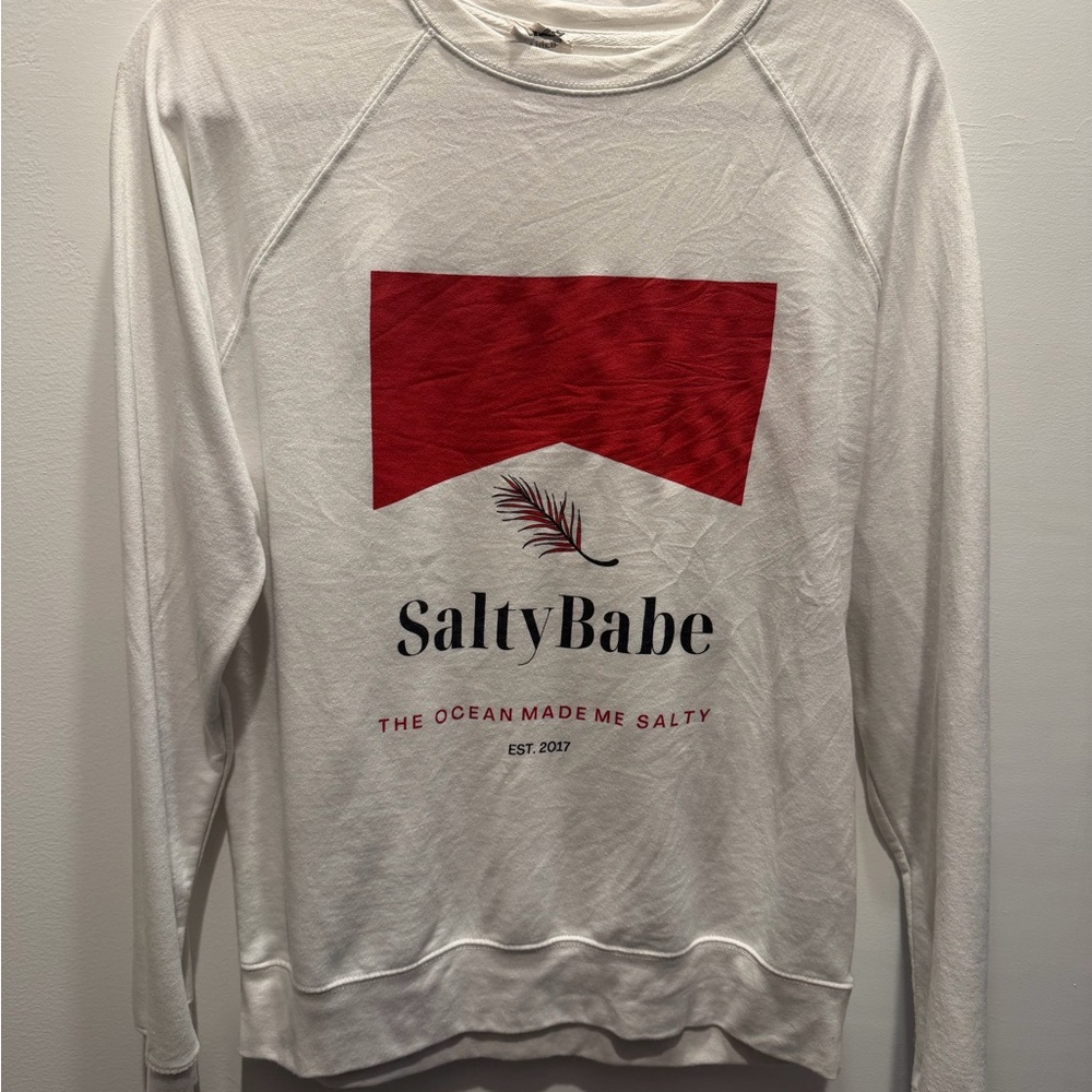 SaltyBabe White and Red Sweatshirt